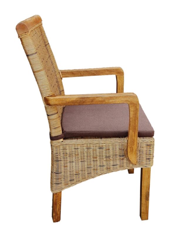 Chaises de salle à manger lot de 2 chaise en rotin avec accoudoirs tabac Perth chaise en osier fauteuil en rotin – Image 4