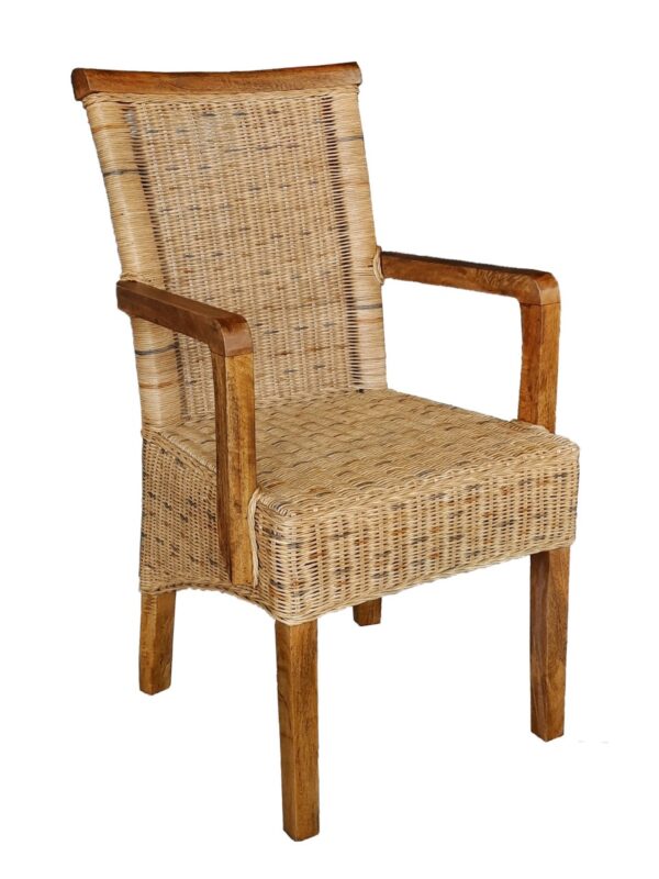 Chaises en rotin lot de 4 chaises de salle à manger avec accoudoirs tabac Perth chaise en osier fauteuil en rotin – Image 2