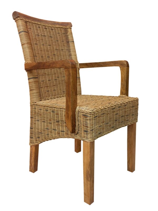 Chaises en rotin lot de 4 chaises de salle à manger avec accoudoirs tabac Perth chaise en osier fauteuil en rotin – Image 3
