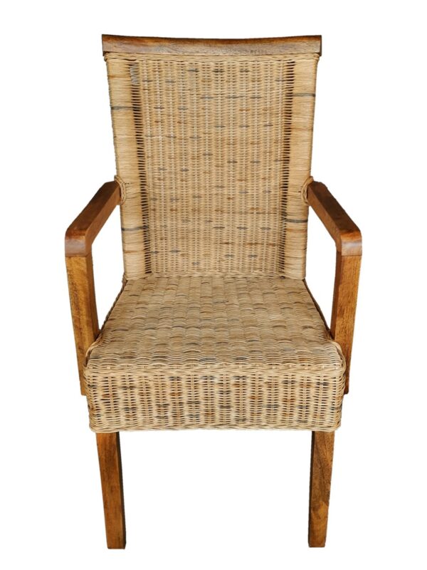 Chaises en rotin lot de 4 chaises de salle à manger avec accoudoirs tabac Perth chaise en osier fauteuil en rotin – Image 4