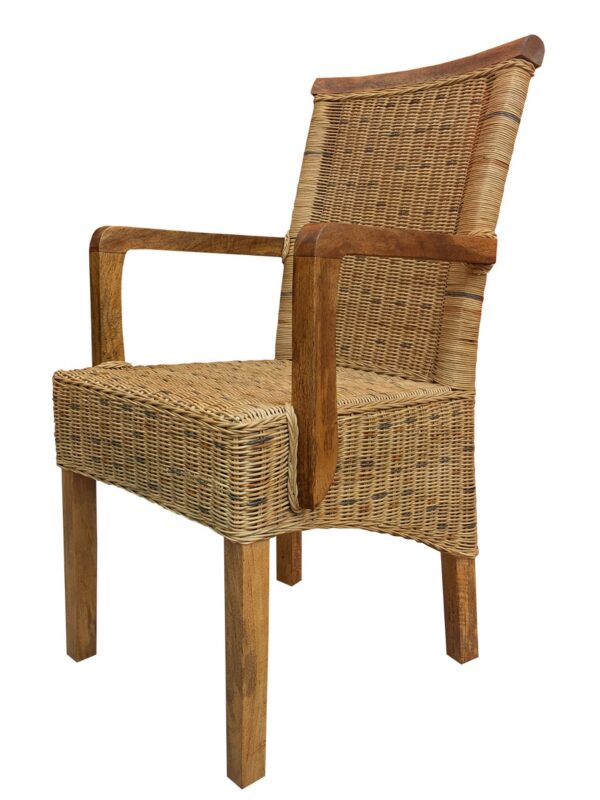 Chaises en rotin lot de 4 chaises de salle à manger avec accoudoirs tabac Perth chaise en osier fauteuil en rotin – Image 6
