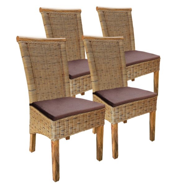 Chaises de salle à manger ensemble de 4 chaises en rotin tabac Perth chaise en rotin chaise en osier durable