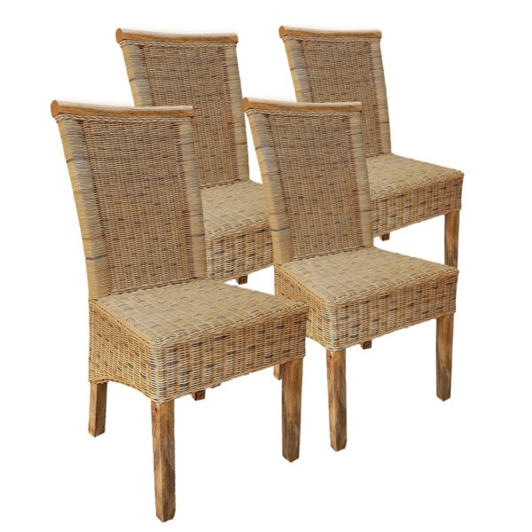 Chaises de salle à manger ensemble de 4 chaises en rotin tabac Perth chaise en rotin chaise en osier durable