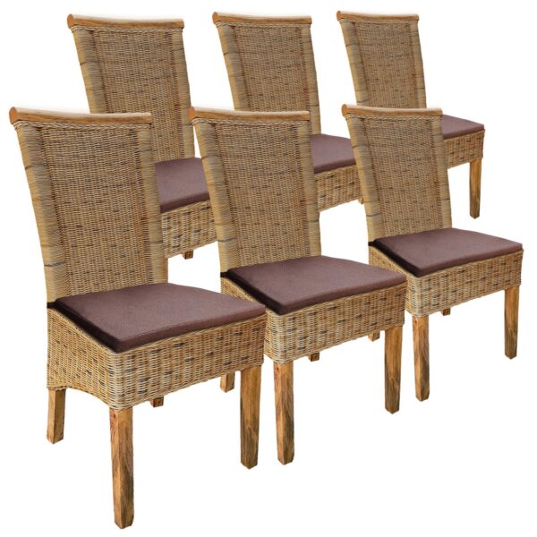 Chaise en rotin ensemble de 6 chaises de salle à manger tabac Perth chaise en osier chaise en rotin durable