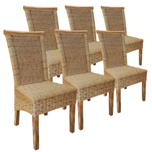 Chaise en rotin ensemble de 6 chaises de salle à manger tabac Perth chaise en osier chaise en rotin durable