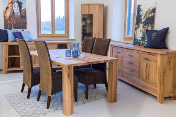 Lot de 6 chaises en rotin pour salle à manger, rembourrées, Antonio, revêtement marron, aspect daim – Image 9