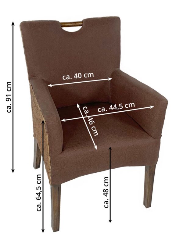 Chaises de salle à manger lot de 6 fauteuils en rotin fauteuils Bilbao chaises rembourrées chaises rembourrées marron prairie – Image 5