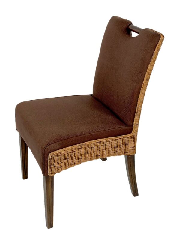 Chaise en rotin chaises de salle à manger lot de 4 chaises de jardin d'hiver chaises rembourrées Bilbao marron prairie – Image 5