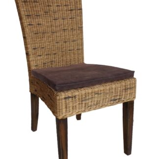 Chaise de salle à manger en rotin, chaise de jardin d'hiver en osier durable Cardine cabana marron