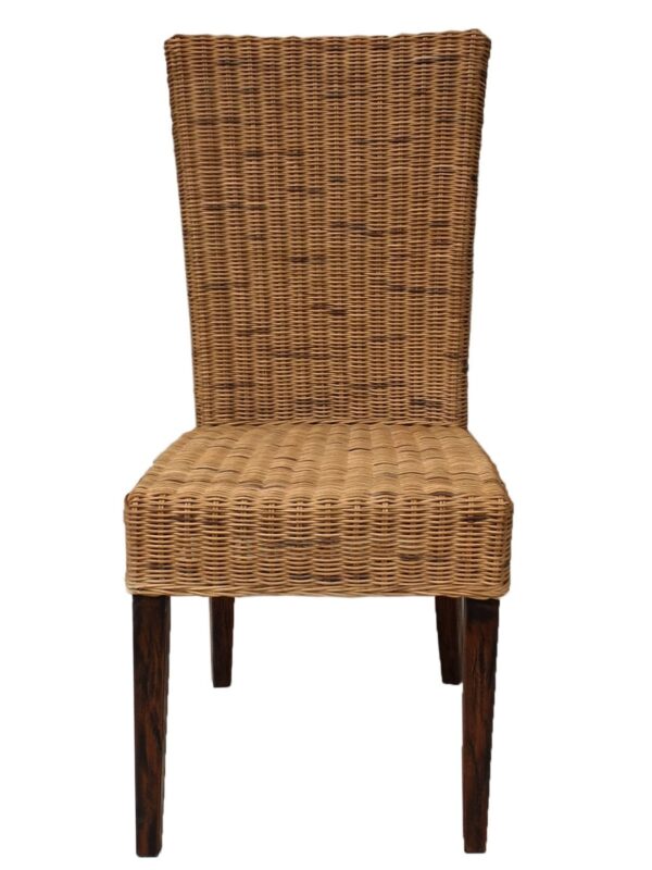 Chaise de salle à manger en rotin, chaise de jardin d'hiver en osier durable Cardine cabana marron – Image 2