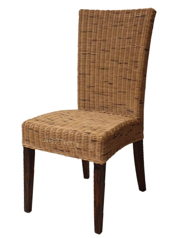 Chaise de salle à manger en rotin, chaise de jardin d'hiver en osier durable Cardine cabana marron – Image 3