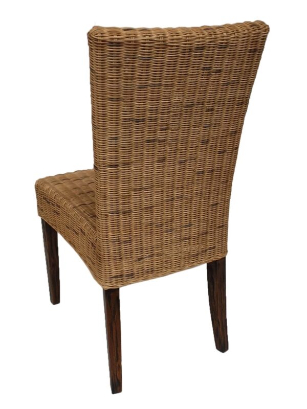 Chaise de salle à manger en rotin, chaise de jardin d'hiver en osier durable Cardine cabana marron – Image 4