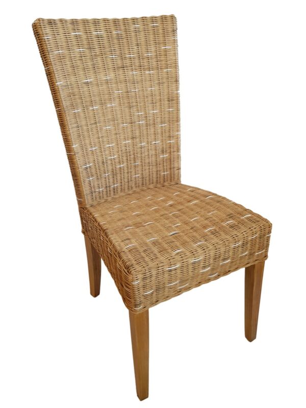 Chaise de salle à manger en rotin, chaise de jardin d'hiver, en osier, durable, Cardine cappuccino naturel