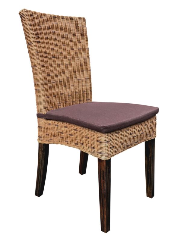 Chaise de salle à manger en rotin, chaise de jardin d'hiver en osier durable Cardine cabana marron – Image 2