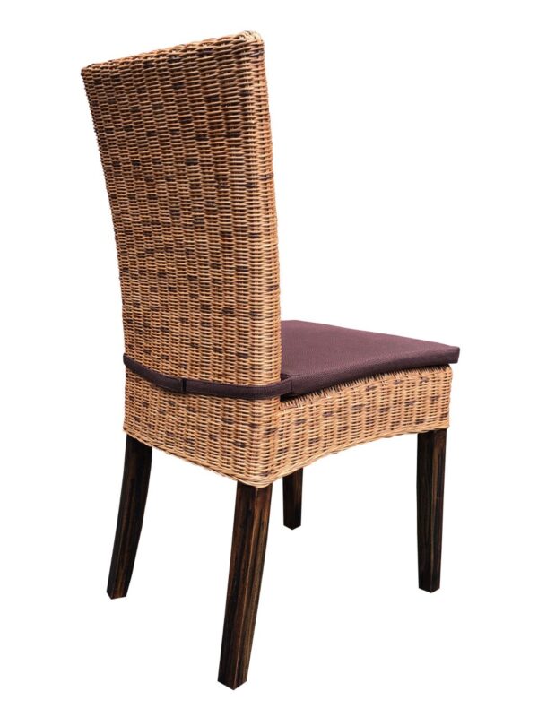 Chaise de salle à manger en rotin, chaise de jardin d'hiver en osier durable Cardine cabana marron – Image 5