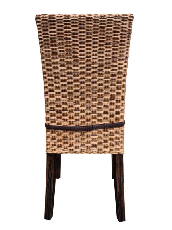 Chaise de salle à manger en rotin, chaise de jardin d'hiver en osier durable Cardine cabana marron – Image 4