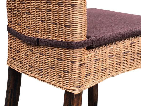 Chaise de salle à manger en rotin, chaise de jardin d'hiver en osier durable Cardine cabana marron – Image 9