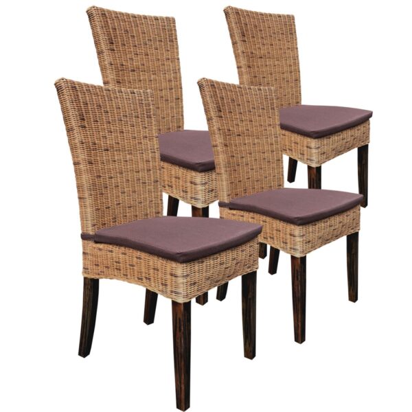 Chaises de salle à manger chaises en rotin chaises de table à manger jardin d'hiver Cardine 4 pièces chaises cabana en osier