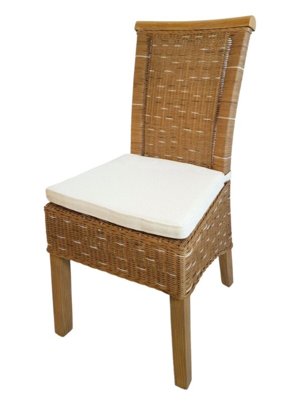 Chaise de salle à manger chaise en rotin chaise de table à manger chaise en osier marron Perth – Image 2