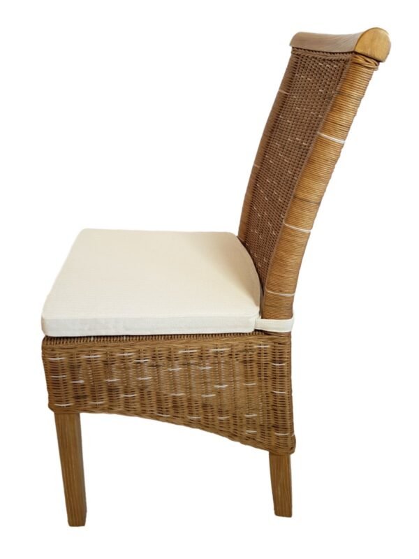 Chaise de salle à manger chaise en rotin chaise de table à manger chaise en osier marron Perth – Image 3