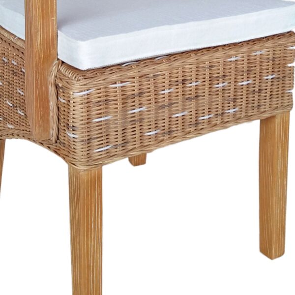 Chaise de salle à manger avec accoudoirs, chaise en rotin capuccino Perth, en osier, fauteuil en rotin durable – Image 10