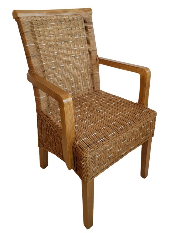 Ensemble de chaises de salle à manger avec accoudoirs, 4 pièces, en rotin, marron, en osier Perth, durable – Image 2