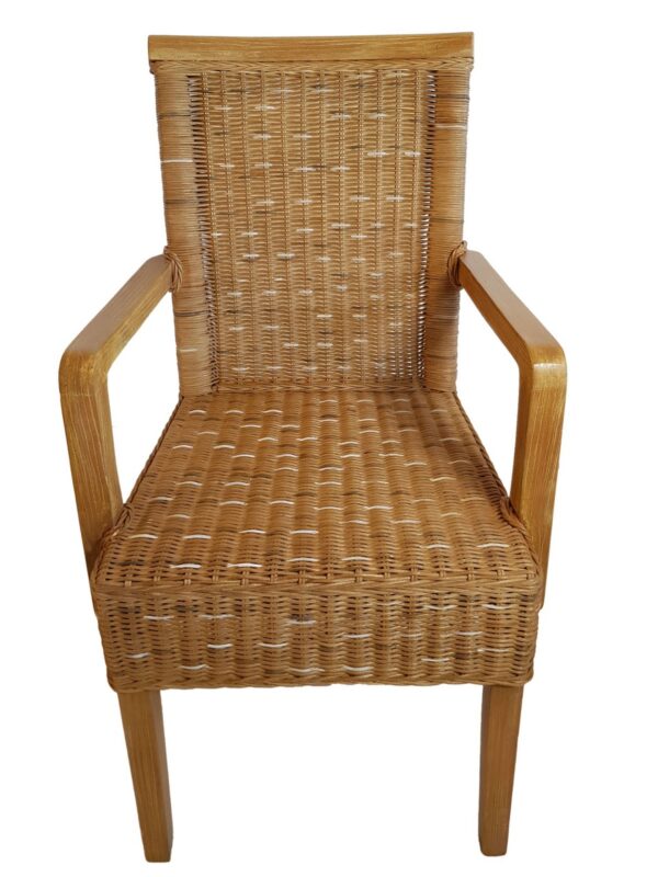 Ensemble de chaises de salle à manger avec accoudoirs, 4 pièces, en rotin, marron, en osier Perth, durable – Image 3