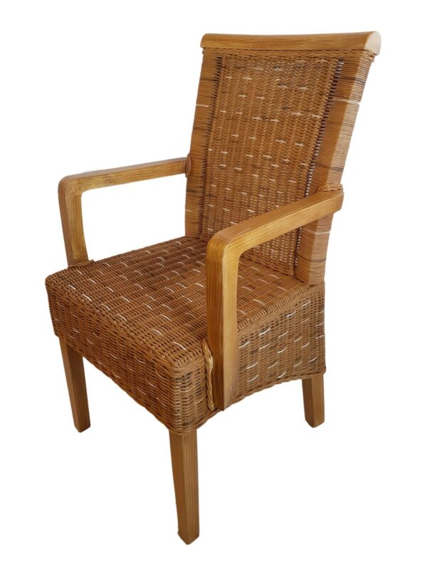 Ensemble de chaises de salle à manger avec accoudoirs, 4 pièces, en rotin, marron, en osier Perth, durable – Image 4