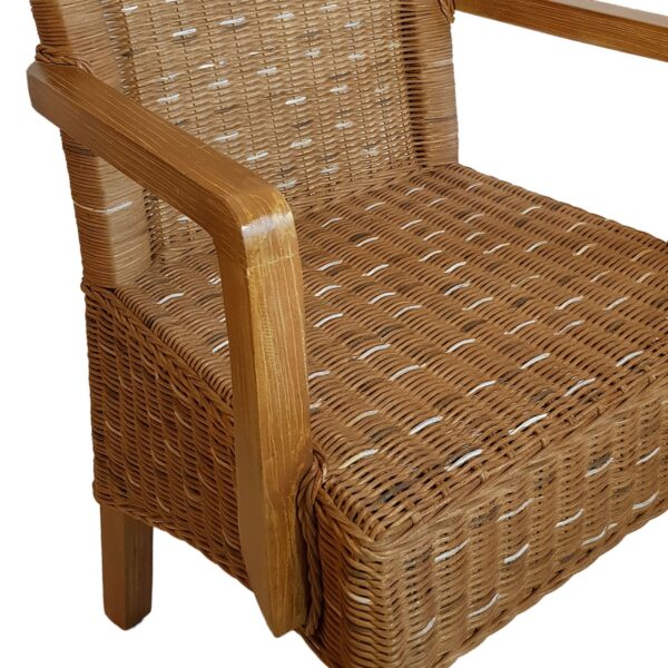 Ensemble de chaises de salle à manger avec accoudoirs, 4 pièces, en rotin, marron, en osier Perth, durable – Image 9