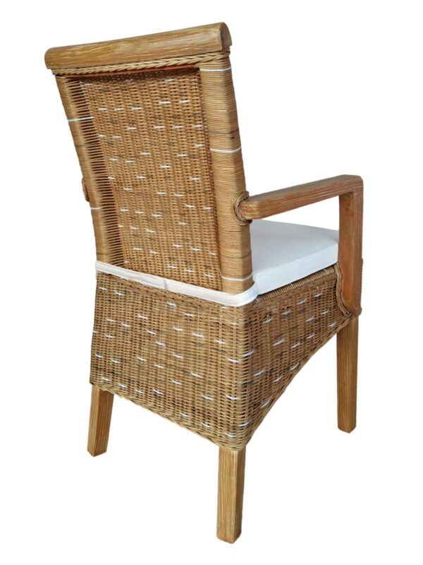 Chaise de salle à manger avec accoudoirs, chaise en rotin capuccino Perth, en osier, fauteuil en rotin durable – Image 4