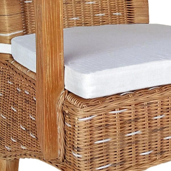 Chaise de salle à manger avec accoudoirs, chaise en rotin capuccino Perth, en osier, fauteuil en rotin durable – Image 5