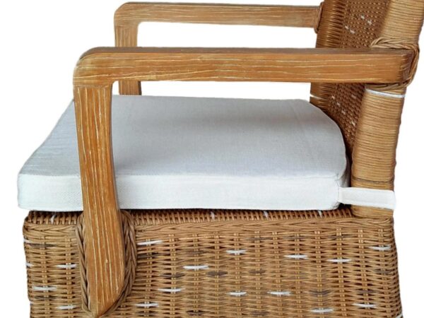 Chaise de salle à manger avec accoudoirs, chaise en rotin capuccino Perth, en osier, fauteuil en rotin durable – Image 6
