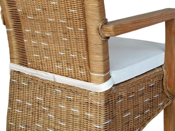 Ensemble de chaises de salle à manger avec accoudoirs, 2 pièces, en rotin, Perth capuccino, en osier, durable – Image 8