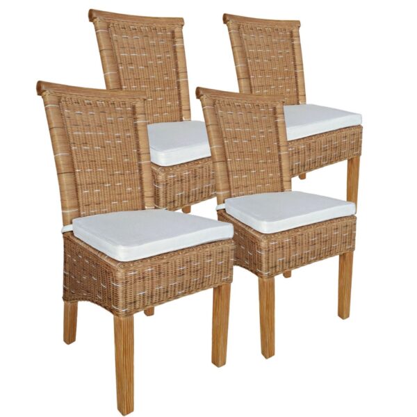 Ensemble de chaises de salle à manger, 4 pièces, en rotin, table à manger, chaises en osier marron Perth