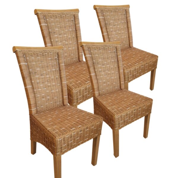 Ensemble de chaises de salle à manger, 4 pièces, en rotin, table à manger, chaises en osier marron Perth