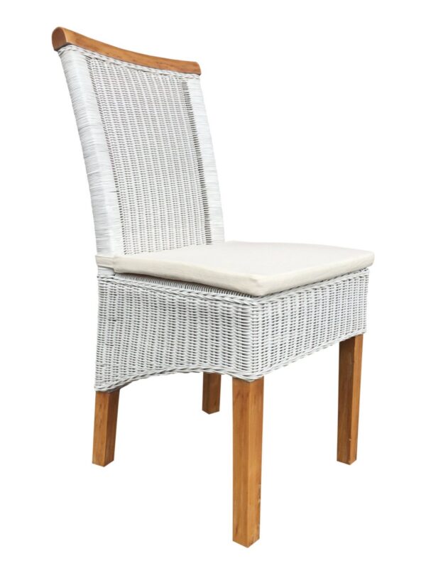 Ensemble de chaises de salle à manger en rotin, 6 pièces, Perth, table à manger, chaises en osier blanc, durables – Image 2
