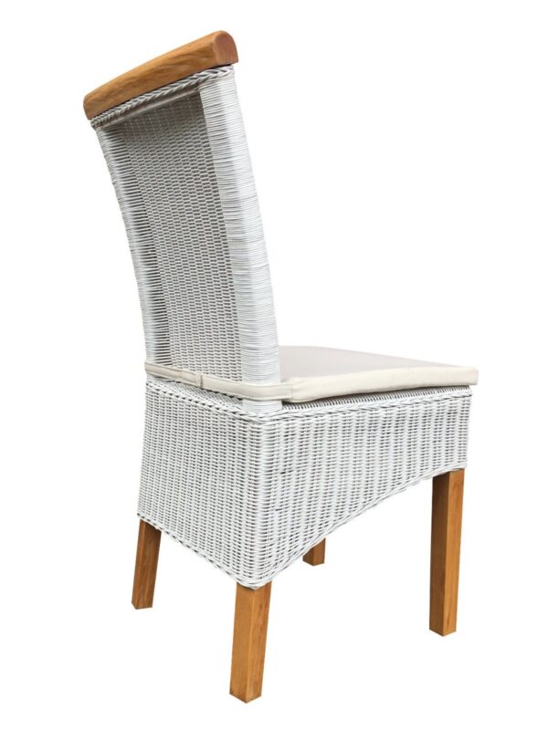 Ensemble de chaises de salle à manger en rotin, Perth, 4 pièces, blanches, en osier, durables – Image 5
