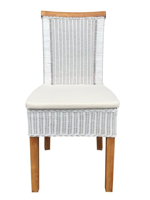 Ensemble de chaises de salle à manger en rotin, 6 pièces, Perth, table à manger, chaises en osier blanc, durables – Image 3