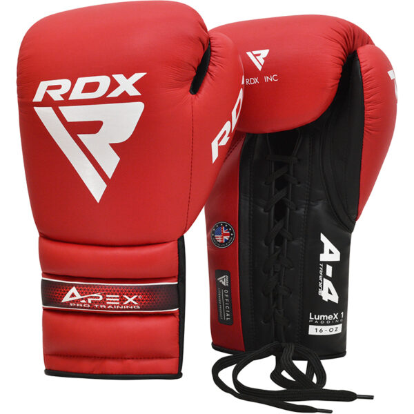 RDX APEX Rouge 16oz Gants d'entraînement/Sparring à lacets Hommes et femmes Poinçonnage Muay Thai Kickboxing