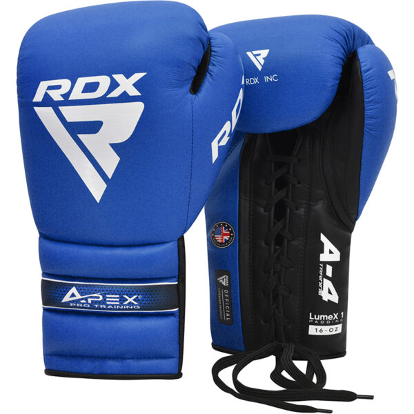 RDX APEX Bleu 14oz Entraînement de boxe/Sparring Gants à lacets Hommes et femmes Poinçonnage Muay Thai Kickboxing