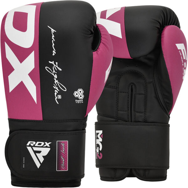 RDX F4 Gants De Boxe Et d'Entraînement Avec Sangle Scratch Rose 12oz