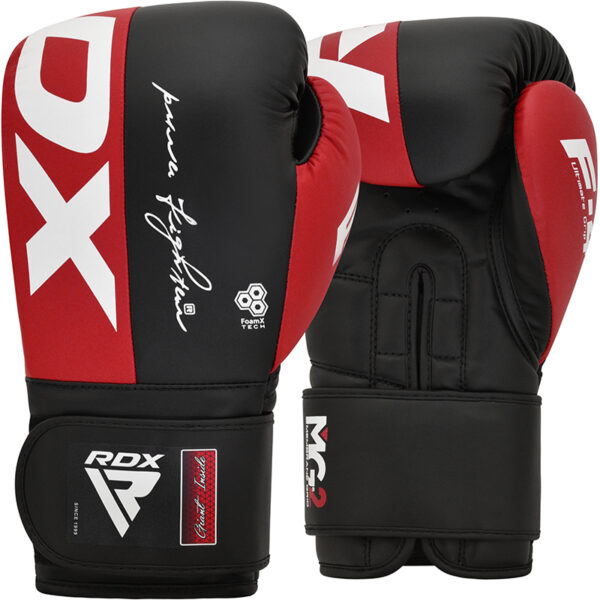 RDX F4 Gants De Boxe Et d'Entraînement Avec Sangle Scratch Rouge 14oz – Image 2