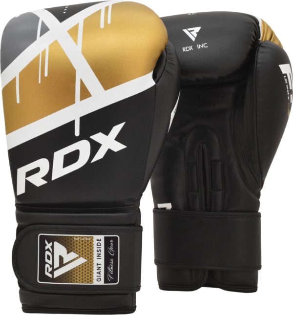 RDX F7 Ego Gants de Boxe 14oz Noir/doré Cuir PU – Image 2
