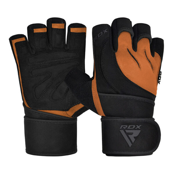 RDX L4 Gants Mitaines de Musculation Gants d'Haltérophilie Bronzer M – Image 2