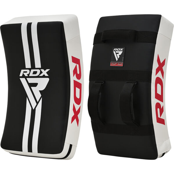 RDX T1 Bouclier de frappe incurvé et rembourré en gel avec poignées en nylon Blanc