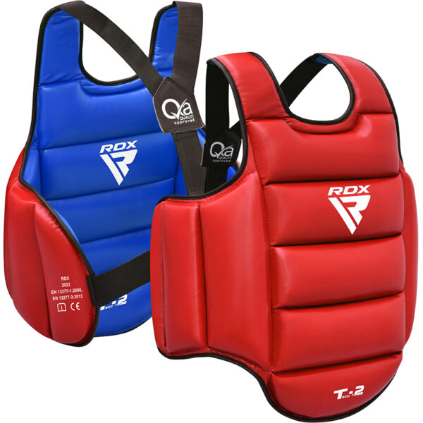 RDX T2 CE Plastron Pour le Karaté Certifié Protège Rouge Bleu Poitrine Rembourré