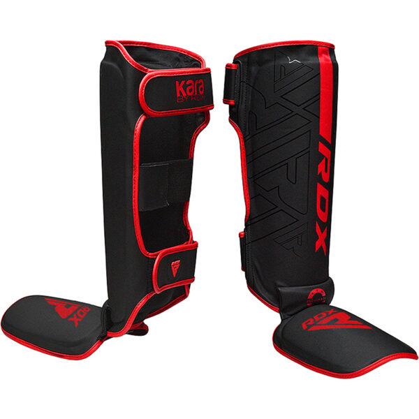 RDX F6 KARA MMA Protège-Tibias L Rouge Cuir PU – Image 2