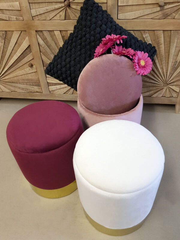 Tabouret en velours tabouret décoratif pouf en velours pouf décoratif tabouret en velours avec espace de rangement et couvercle Ø 31 H 38 cm – Image 5