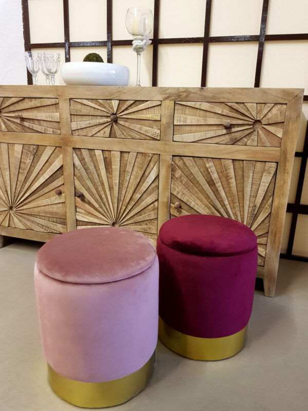 Tabouret en velours tabouret décoratif pouf en velours pouf décoratif tabouret en velours avec espace de rangement et couvercle Ø 31 H 38 cm – Image 5