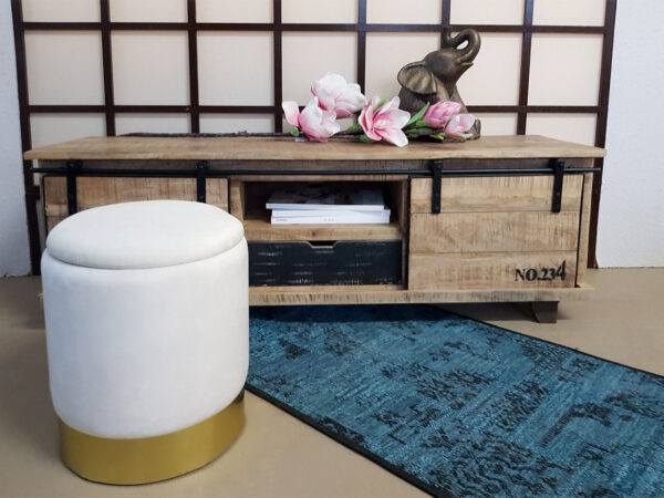 Tabouret en velours tabouret décoratif pouf en velours pouf décoratif tabouret en velours avec espace de rangement et couvercle Ø 31 H 38 cm – Image 4